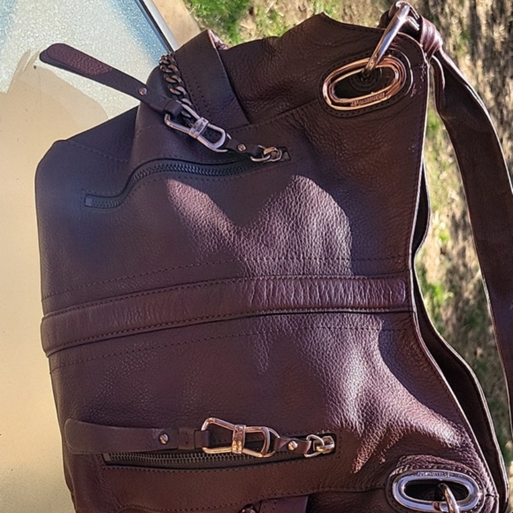 Brown Leather Shoulder Bag- B. Makowsky